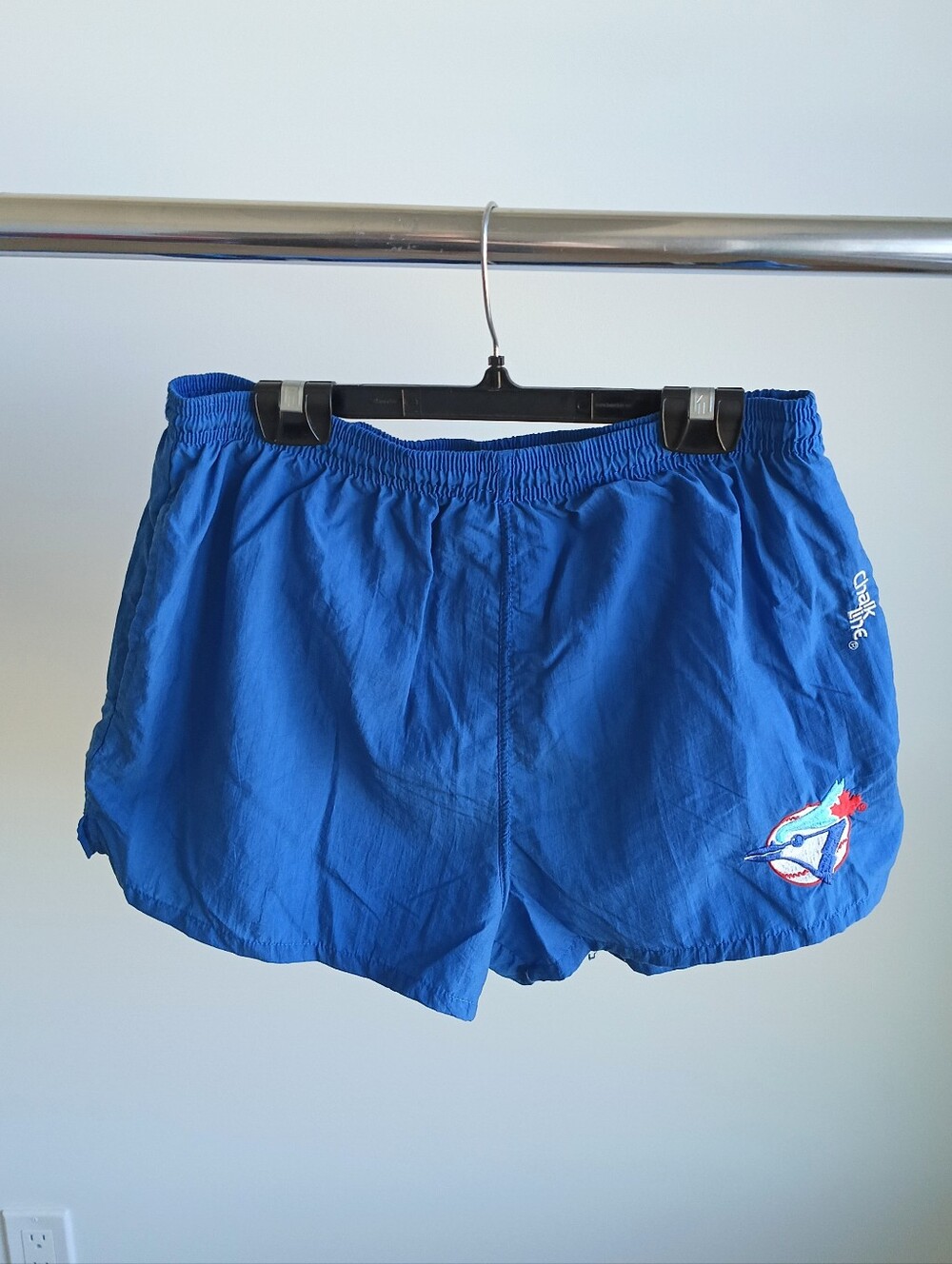 VTG 90s Toronto Blue Jays Chalk Line Nylon Shorts Blue Embroidered Logo Medium 